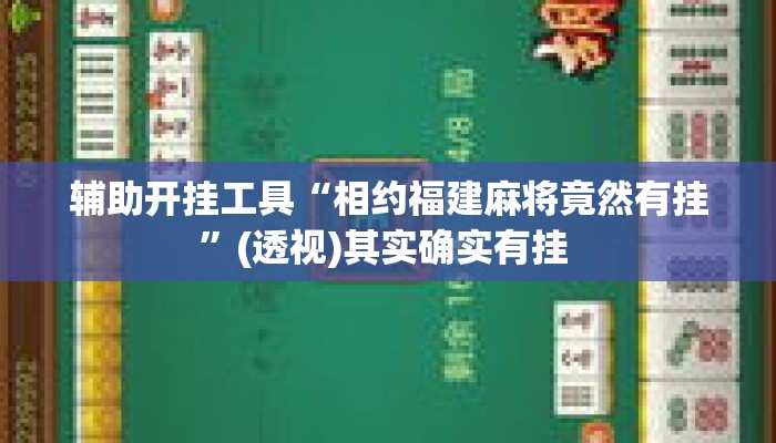辅助开挂工具“相约福建麻将竟然有挂”(透视)其实确实有挂 