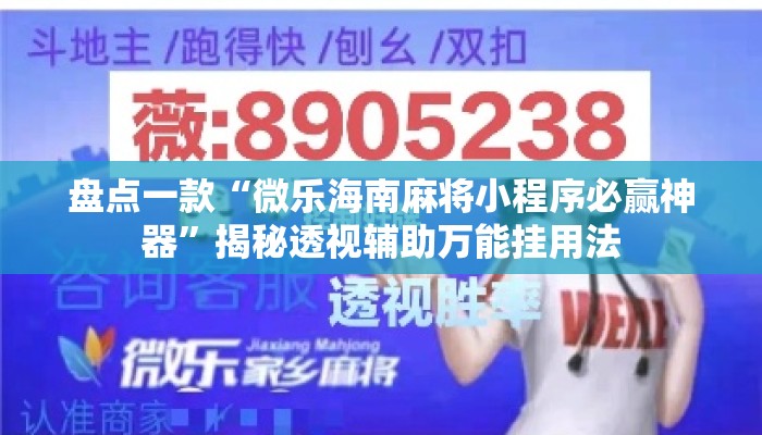 盘点一款“微乐海南麻将小程序必赢神器	”揭秘透视辅助万能挂用法