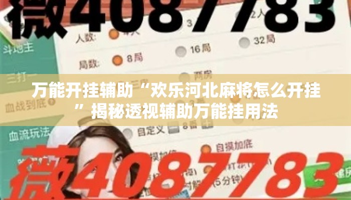 万能开挂辅助“欢乐河北麻将怎么开挂”揭秘透视辅助万能挂用法