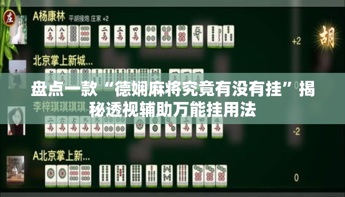 盘点一款“德娴麻将究竟有没有挂”揭秘透视辅助万能挂用法