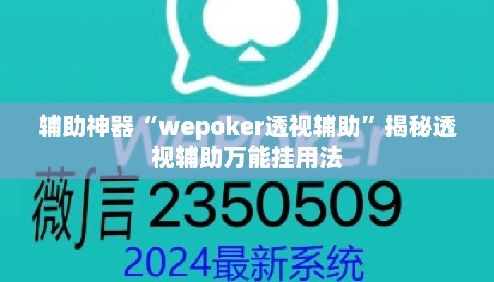 辅助神器“wepoker透视辅助	”揭秘透视辅助万能挂用法