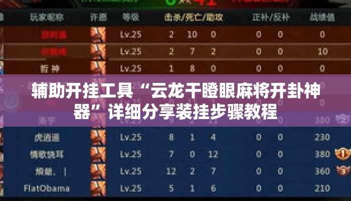 辅助开挂工具“云龙干瞪眼麻将开卦神器	”详细分享装挂步骤教程