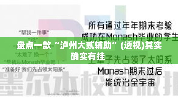 盘点一款“泸州大贰辅助	”(透视)其实确实有挂 
