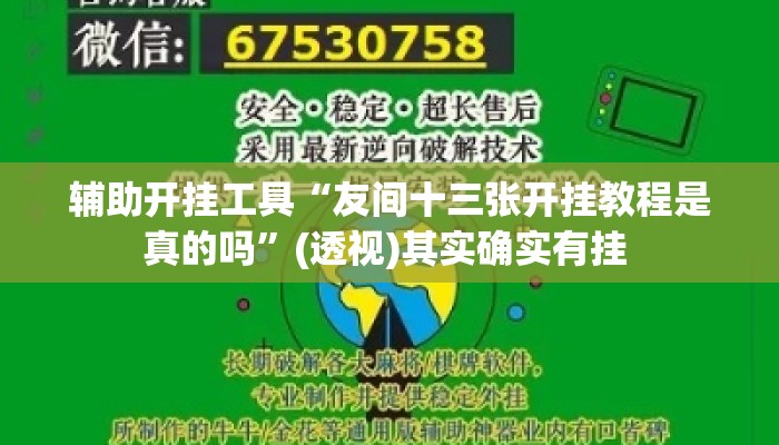 辅助开挂工具“友间十三张开挂教程是真的吗”(透视)其实确实有挂 