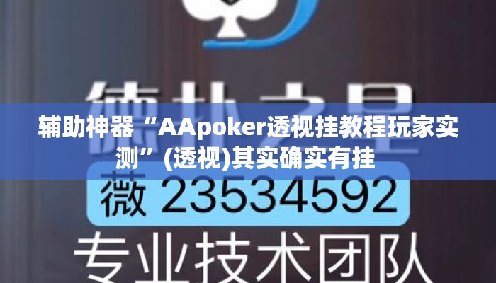 辅助神器“AApoker透视挂教程玩家实测”(透视)其实确实有挂 