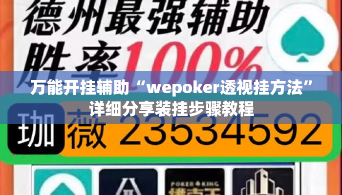 万能开挂辅助“wepoker透视挂方法”详细分享装挂步骤教程