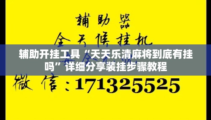 辅助开挂工具“天天乐清麻将到底有挂吗”详细分享装挂步骤教程