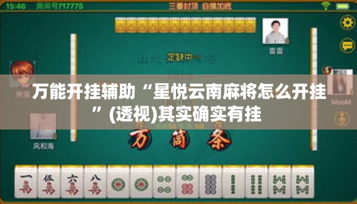 万能开挂辅助“星悦云南麻将怎么开挂”(透视)其实确实有挂 