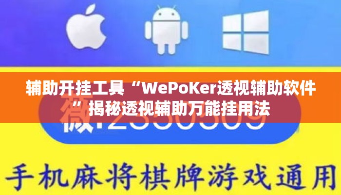 辅助开挂工具“WePoKer透视辅助软件”揭秘透视辅助万能挂用法