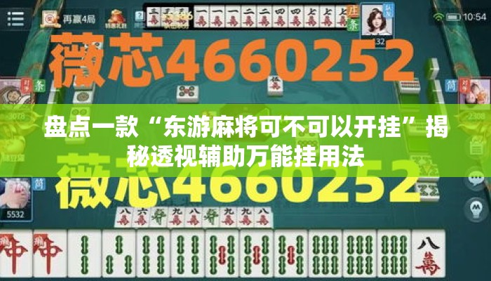 盘点一款“东游麻将可不可以开挂”揭秘透视辅助万能挂用法