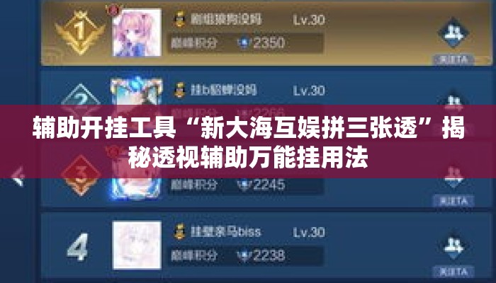 辅助开挂工具“新大海互娱拼三张透”揭秘透视辅助万能挂用法