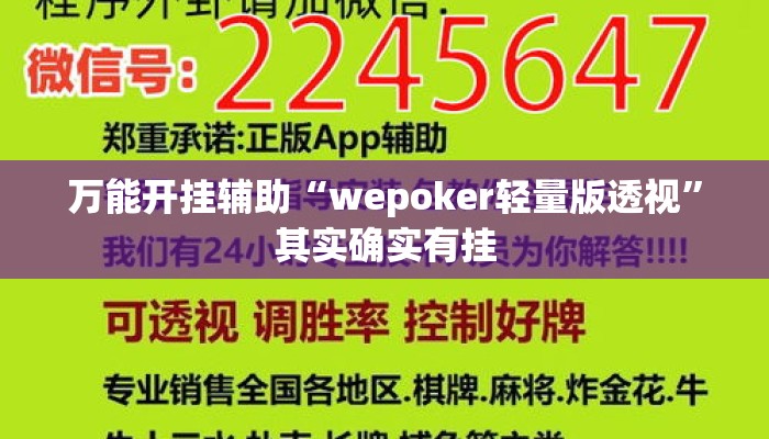 万能开挂辅助“wepoker轻量版透视”其实确实有挂