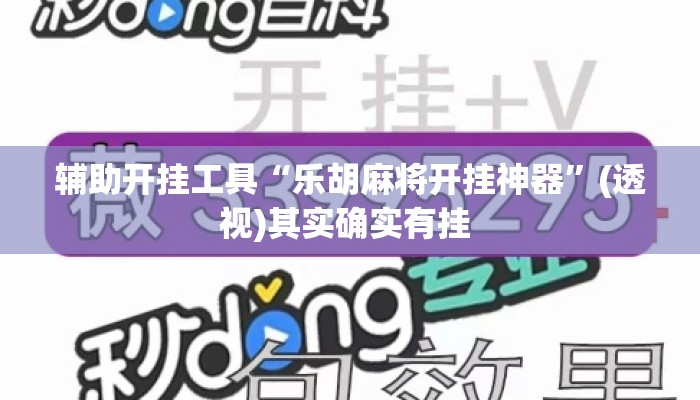 辅助开挂工具“乐胡麻将开挂神器”(透视)其实确实有挂 
