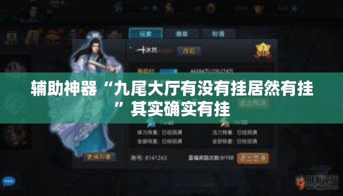 辅助神器“九尾大厅有没有挂居然有挂”其实确实有挂