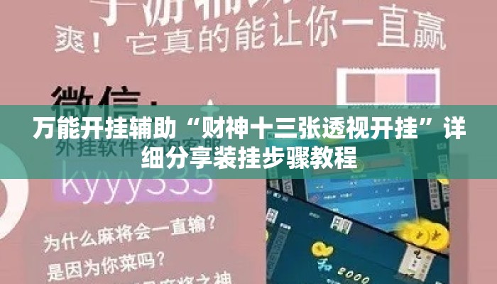 万能开挂辅助“财神十三张透视开挂”详细分享装挂步骤教程