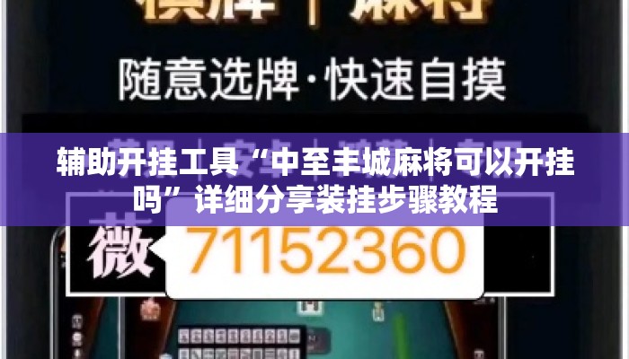 辅助开挂工具“中至丰城麻将可以开挂吗”详细分享装挂步骤教程