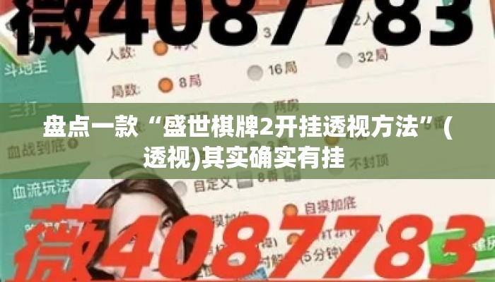 盘点一款“盛世棋牌2开挂透视方法	”(透视)其实确实有挂 