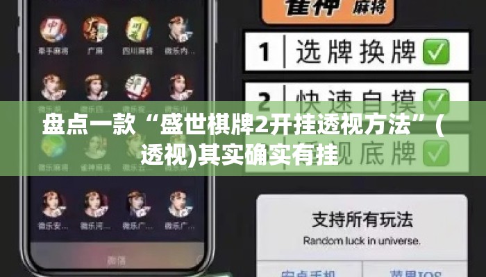 盘点一款“盛世棋牌2开挂透视方法”(透视)其实确实有挂 