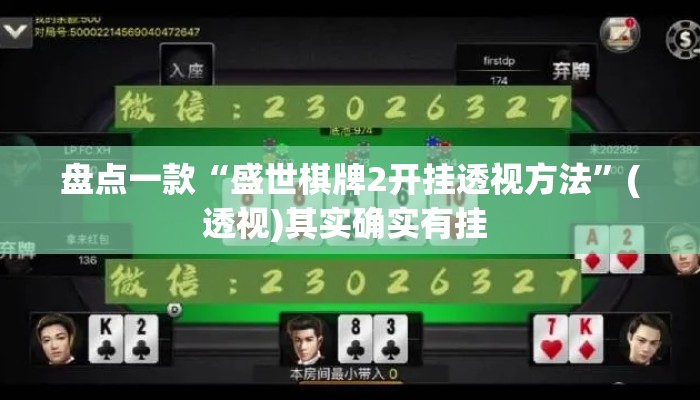 盘点一款“盛世棋牌2开挂透视方法”(透视)其实确实有挂 
