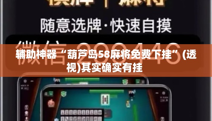 辅助神器“葫芦岛58麻将免费下挂”(透视)其实确实有挂 