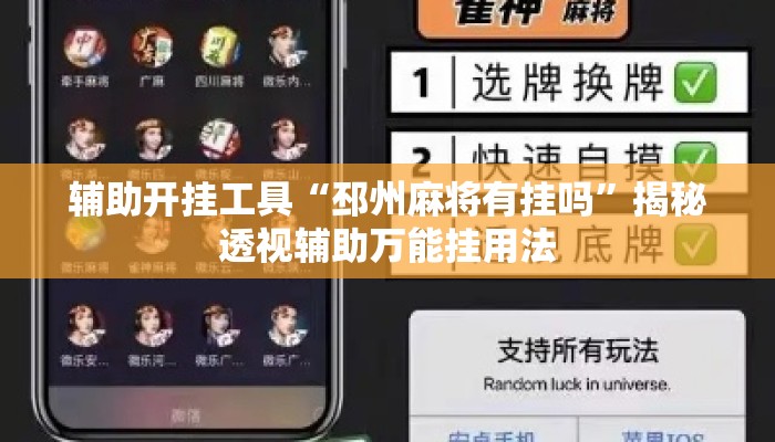 辅助开挂工具“邳州麻将有挂吗	”揭秘透视辅助万能挂用法