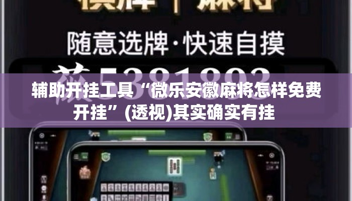 辅助开挂工具“微乐安徽麻将怎样免费开挂”(透视)其实确实有挂 