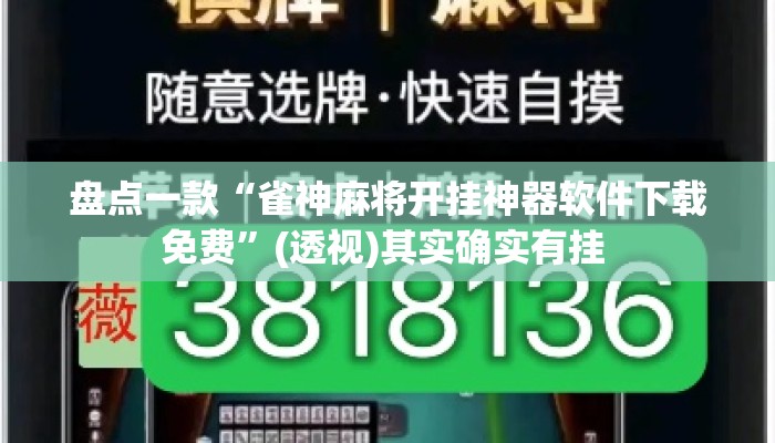 盘点一款“雀神麻将开挂神器软件下载免费	”(透视)其实确实有挂 