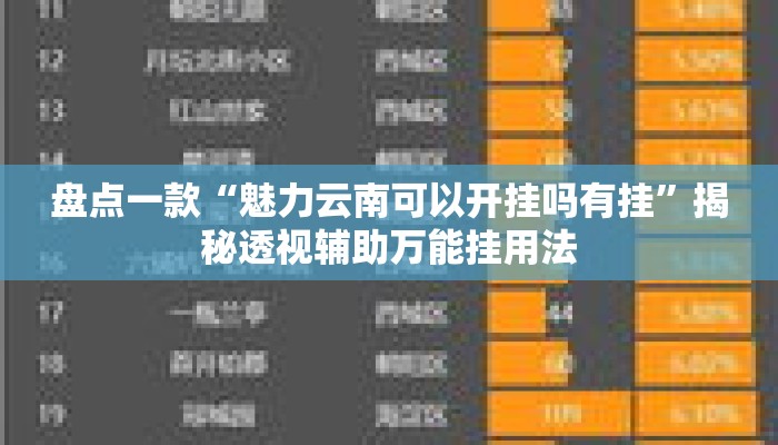 盘点一款“魅力云南可以开挂吗有挂	”揭秘透视辅助万能挂用法