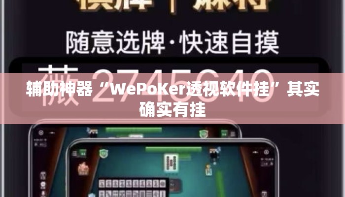 辅助神器“WePoKer透视软件挂	”其实确实有挂