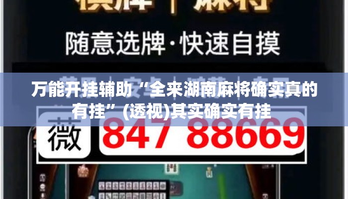 万能开挂辅助“全来湖南麻将确实真的有挂	”(透视)其实确实有挂 