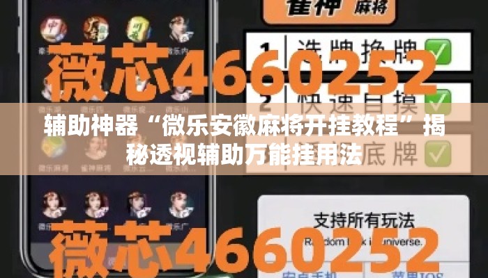 辅助神器“微乐安徽麻将开挂教程	”揭秘透视辅助万能挂用法