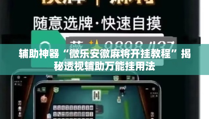辅助神器“微乐安徽麻将开挂教程”揭秘透视辅助万能挂用法