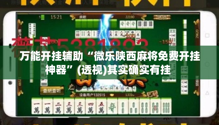 万能开挂辅助“微乐陕西麻将免费开挂神器	”(透视)其实确实有挂 