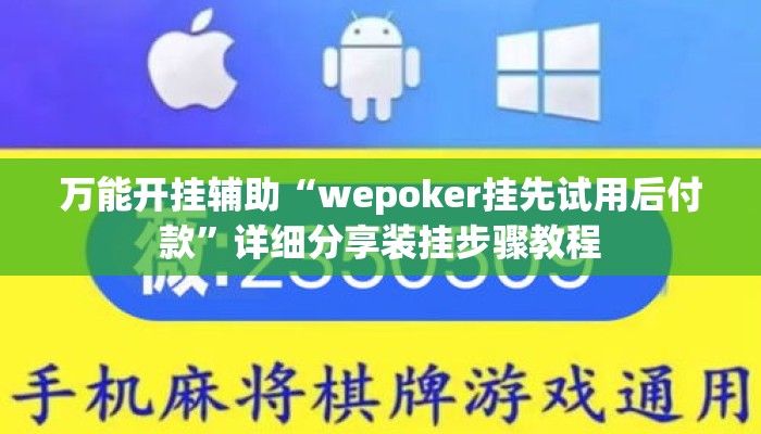 万能开挂辅助“wepoker挂先试用后付款”详细分享装挂步骤教程