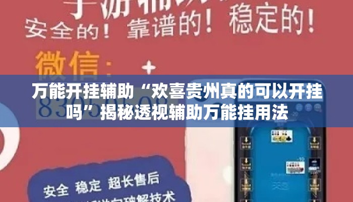 万能开挂辅助“欢喜贵州真的可以开挂吗”揭秘透视辅助万能挂用法
