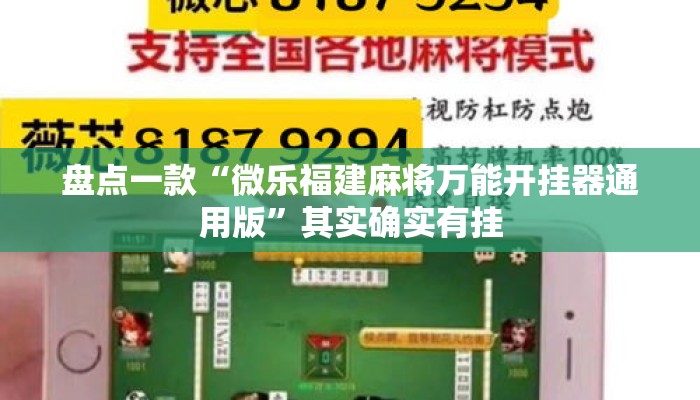 盘点一款“微乐福建麻将万能开挂器通用版”其实确实有挂