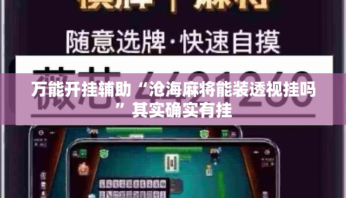 万能开挂辅助“沧海麻将能装透视挂吗	”其实确实有挂