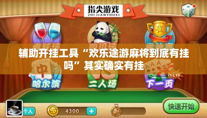 辅助开挂工具“欢乐途游麻将到底有挂吗”其实确实有挂