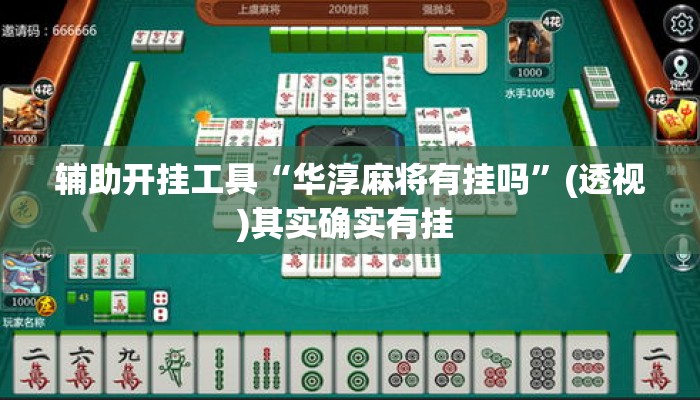 辅助开挂工具“华淳麻将有挂吗”(透视)其实确实有挂 