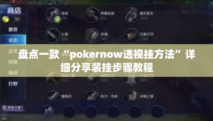盘点一款“pokernow透视挂方法”详细分享装挂步骤教程