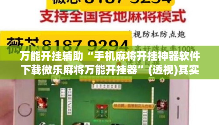 万能开挂辅助“手机麻将开挂神器软件下载微乐麻将万能开挂器	”(透视)其实确实有挂 