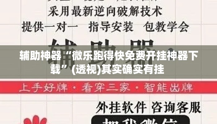 辅助神器“微乐跑得快免费开挂神器下载”(透视)其实确实有挂 