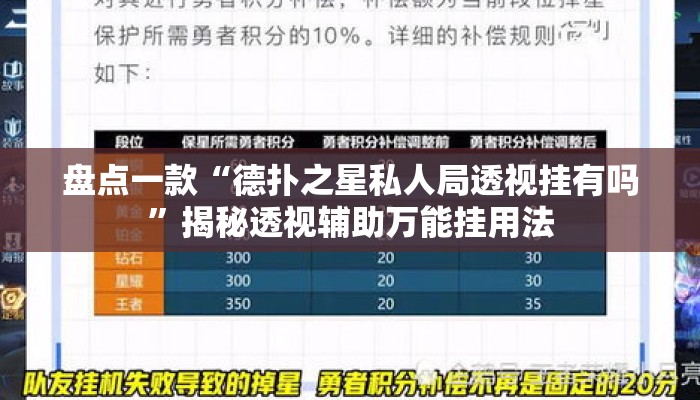 盘点一款“德扑之星私人局透视挂有吗”揭秘透视辅助万能挂用法