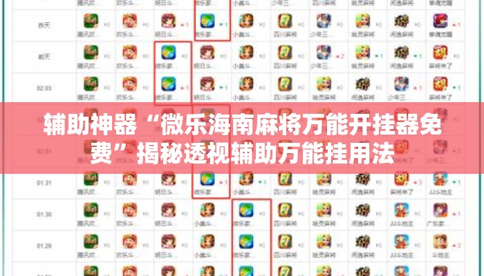 辅助神器“微乐海南麻将万能开挂器免费”揭秘透视辅助万能挂用法
