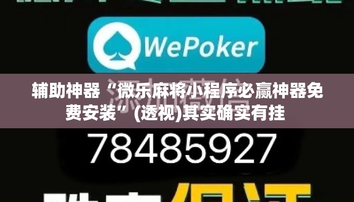辅助神器“微乐麻将小程序必赢神器免费安装	”(透视)其实确实有挂 