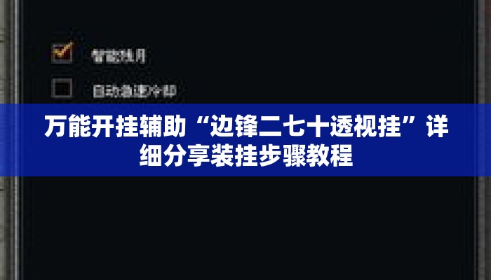 万能开挂辅助“边锋二七十透视挂”详细分享装挂步骤教程