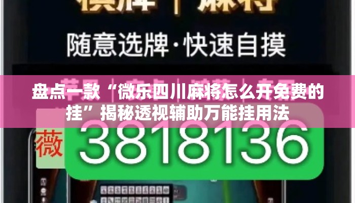 盘点一款“微乐四川麻将怎么开免费的挂”揭秘透视辅助万能挂用法