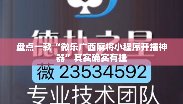 盘点一款“微乐广西麻将小程序开挂神器”其实确实有挂