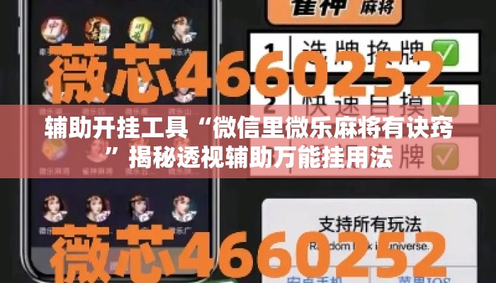 辅助开挂工具“微信里微乐麻将有诀窍”揭秘透视辅助万能挂用法