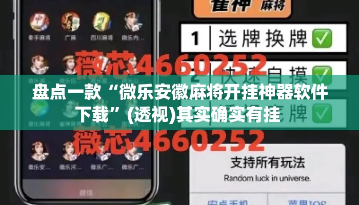 盘点一款“微乐安徽麻将开挂神器软件下载”(透视)其实确实有挂 